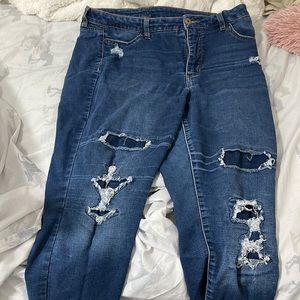 Patched ripped jeans
